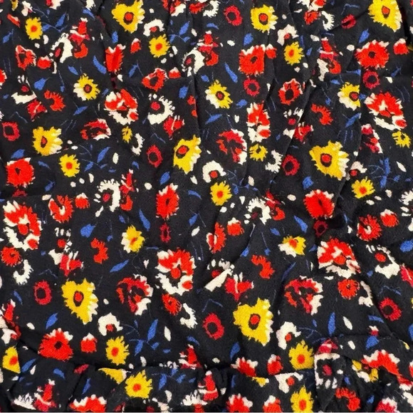 Sezane Paris Floral Mini Skirt Red Blue Ruffle Viscose Lined Size 36 Small/4 - Picture 7 of 11